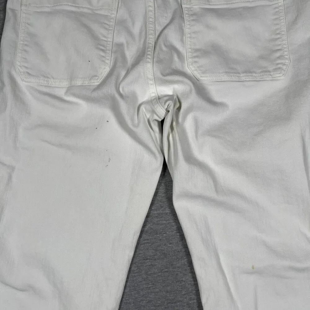 Pilcro And The Letterpress Jeans Womens 28 White Flared High Rise Stretch Denim